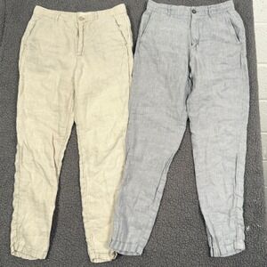 Porter & Ash Pants Mens 29 Linen Bundle Tan Blue 100% Linen Drawstring Washable